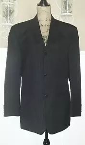 Haggar Enterprise Suit Sport Coat Mens 40L Black Pinstripe Blazer Jacket New - Picture 1 of 9