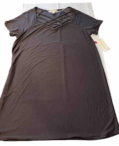 NEW BLACK Strappy V Neck Knit Summer Stretchy Dress Short Sleeves Womens 2xl New - Picture 1 of 9