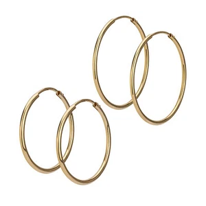 Paar Creolen 585 Gelb Gold 14 Karat Ohrringe Damen Bügelcreolen 1,5mm breit - Picture 1 of 3