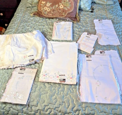 10 pc. Amazing "New" Vintage Bedding Set by Imperial Elegance Hand Embroidered - Image 1 of 4
