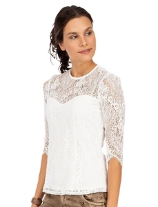 Spieth & Wensky Trachtenbluse Roa, Gr. 44, ecru, 3/4 Arm Spitze Bluse, weiß - Bild 1 von 11