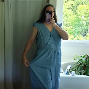 Old Navy Light Blue Jumpsuit XXL Wide Leg Surplice Neck 100% Cotton Sleeveless - Picture 1 of 15