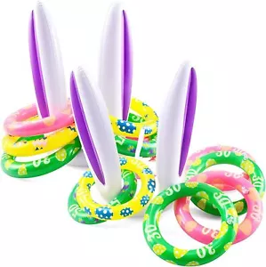 Syncfun Inflatable Bunny Rabbit Ears Ring Toss Game(2 Set &12 Rings) for Easter - Picture 1 of 8
