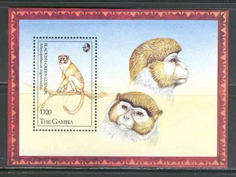 GAMBIA 1993, ANIMALS, MONKEY GUENON Scott 1360 SOUVENIR SHEET,  MNH Cover