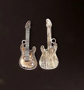 Dijes/guitarra de peltre sin plomo plateado tibetano 53 mm x 20 mm ~ 3844 ~ 10 piezas. - Imagen 1 de 1