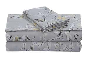 Twin-Bettlaken-Set, 300 Fadenzahl weicher Baumwollsatin, Blumenmuster mit Ex... - Bild 1 von 1