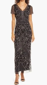 Pisarro Nights Beaded Mesh Column Gown Women’s Size 8 Preowned AS IS - Picture 1 of 17
