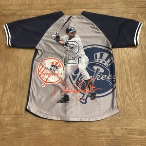 Derek Jeter #2 New York Yankees Majestic Jugend Trikot Gr. 14/16 gebraucht blau - Bild 1 von 8