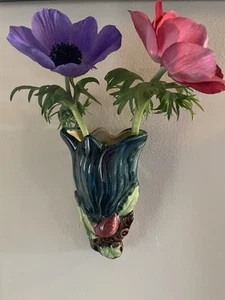Jarrón de bolsillo de pared de porcelana japonesa de colección, probablemente hecho a mediados del 20 pintado a mano - Imagen 1 de 9