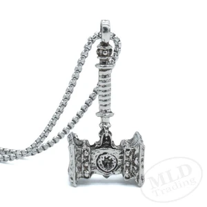 Viking Hammer Pendant Necklace – Thor’s Mjölnir Amulet – 24” Chain Norse Jewelry - Picture 1 of 12