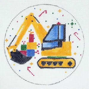 Christmas Excavation Digger Ornament * HP Needlepoint Canvas * By LLemon - Picture 1 of 1