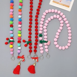 Plush Ball Beaded Phone Lanyard Autumn/Winter Phone Accessories - Photo 1 sur 7