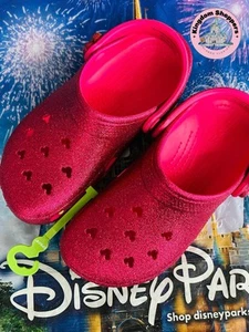 2025 Disney Parks Hot Pink Glitter Mickey Mouse Adult CROCS NWT M 6 W 8 - Picture 1 of 2