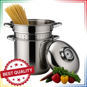 Pentola con scolapasta cuocipasta spaghettiera 24cm cestello per pasta acciaio - Foto 1 di 9