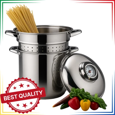 Pentola con scolapasta cuocipasta spaghettiera 24cm cestello per pasta acciaio - Immagine 1 di 4