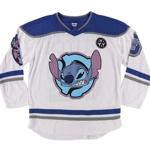 Disney Stitch Hockey All Over Print Jersey White Men's XL - Picture 1 of 7