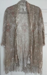 Kimono Chicos maglia aperta taglia LG (2) frange leggere rosa marrone spiaggia boho festa - Foto 1 di 13