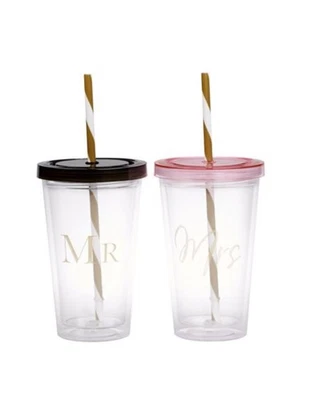 Way to Celebrate Mr. & Mrs. Vasos de boda, 2 piezas Foto 1 de 3