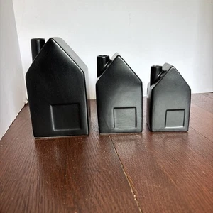 Hearth & Hand Magnolia Home Black House Set Of 3 Bud Vase Ceramic Cottage - Picture 1 of 13