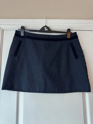 Joules Hazel mini tweed skirt in navy tweed with velvet trims BNWT Size 16 - Image 1 of 4