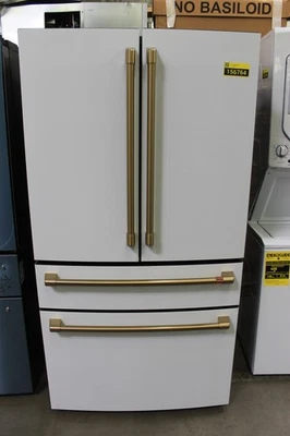 GE Cafe CJE23DP4WW2 36" Matte White CD French Door Refrigerator NOB #156764 - Image 1 of 4
