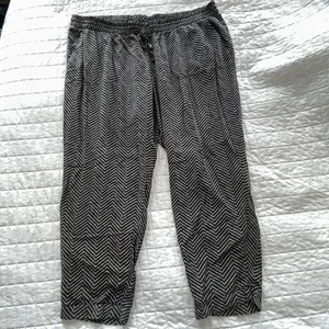 Pantalones suaves antiguos azul marino negros estampado boho recortados al tobillo para mujer talla XL - Imagen 1 de 11