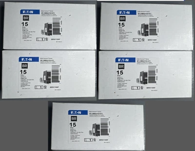 lot 5 pc Eaton Brn115af Circuit Breaker Afci 1 Pole 15 Amp Pigtail One Size