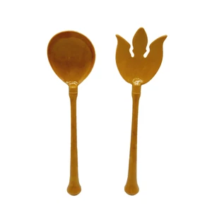 Vintage Harvest Gold Large 11.5” Salad Fork & Spoon Plastic retro MCM 60/70s - Picture 1 of 10