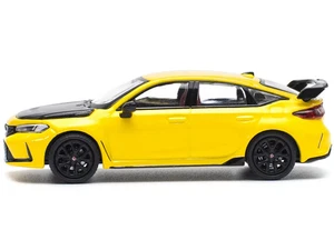 Honda Civic Type R FL5 Yellow with Carbon Hood 1/64 Diecast Model Car by Pop Rac - Picture 1 of 4