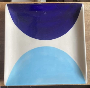 Jonathan Adler Vintage Pot-A-Porter blau Bullseye 8,5" Tablett quadratischer Teller - Bild 1 von 24