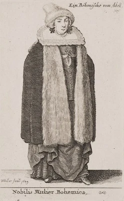 W. HOLLAR (1607-1677), Böhmische Adelige,  1649, Radierung Barock Trachten - Bild 1 von 4