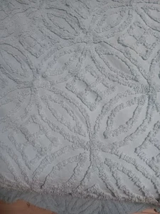 Vermont Country Store KING Bedspread Lt. Blue Cotton Chenille Floral Medallion - Picture 1 of 4