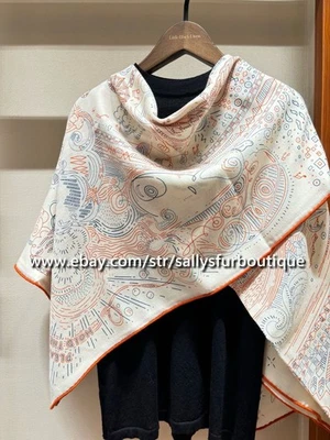 Sallys 70% Cashmere & 30% Silk Wrap Scarf Horse Print Double Face Shawl 53" - Image 1 of 4