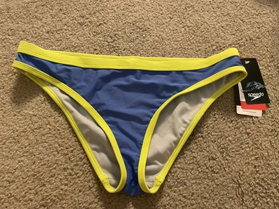 Parte inferior de bikini Speedo para mujer Creora Highclo Hipster azul amarillo talla mediana nueva con etiquetas Foto 1 de 2