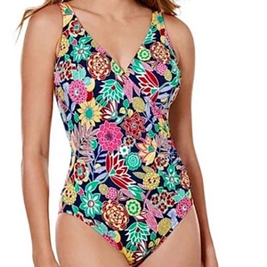 NWT Miraclesuit One Piece Floral Shaping Swimsuit Size 16 - Picture 1 of 10