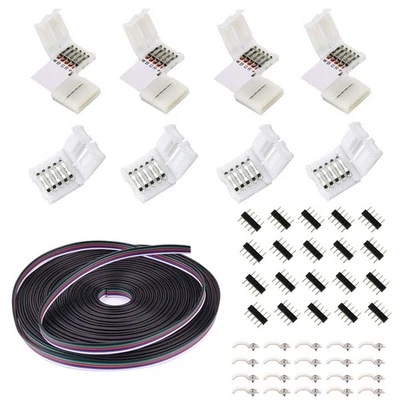 5PIN RGBW Connector Kit, 16.4FT 22AWG Cable, L Shape, 12MM 5050 LED Strip - Image 1 of 4