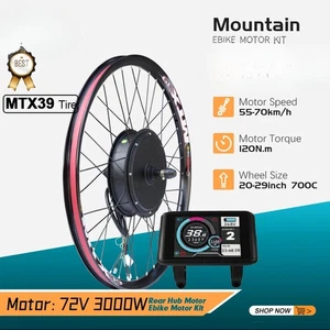 MTB Electric Bike 72V 3000W Brushless Rear Rotate Wheel Hub Motor 20-29in 700C - Picture 1 of 26