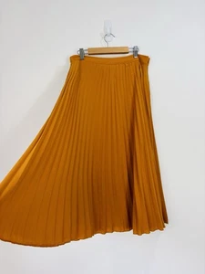Fat Face Skirt Women Size 10 Orange Midi Pleated Floaty Swing Zip Lined Autumnal - Picture 1 of 10