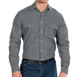 UniFirst Pearl Snap Western Long Sleeve Denim Mens Shirt Size L Cowboy Workwear  - Picture 1 of 7