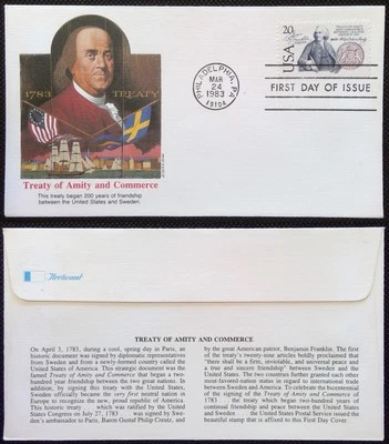 Scott 2036 FDC Benjamin Franklin US Sweden Amity Commerce Treaty Fleetwood Ben - Image 1 of 4