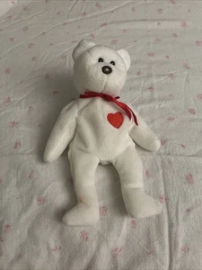TY Beanie Baby VALENTINO el Oso Blanco 8.5"" De colección - Imagen 1 de 8