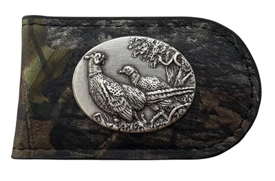 Pheasant Camo Genuine Leather Money Clip by Enmon-New in Tin - Image 1 of 4