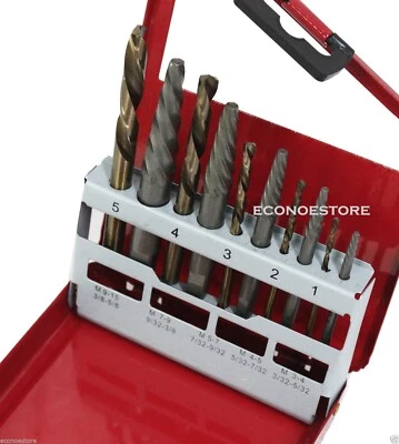 NEIKO TOOLS USA 10pc Easy Out Screw Extractor & Left Hand Drill Bit Set Cobalt HSS Drill Bits