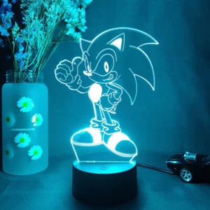 Veilleuse Lampe 3D Sonic LED + télécommande 16 couleurs et variateur d'intensité - Imagen 1 de 16