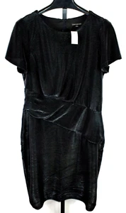 Vestido Lane Bryant Manga Corta Talla Grande 16 Negro Acanalado Metálico Funda Nuevo con Etiquetas - Imagen 1 de 6