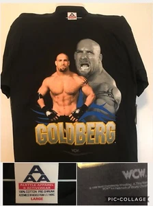 T-shirt vintage 1998 WCW Bill GOLDBERG blu lancia tribale nera L 41" nuova senza fondo di magazzino - Foto 1 di 5