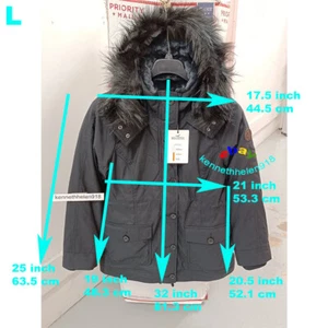 HOLLISTER FAUX FUR LINED COZY PARKA COAT BLACK WOMENS SIZE LARGE - Picture 1 of 15