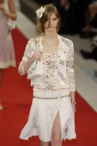 Chanel Vintage ROCK beige gold metallic Tweed Start- und Landebahn 44 12 US gewebte Platte - Bild 1 von 8