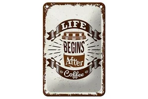 Blechschild Spruch Life begins after Coffee 12x18 cm Deko Schild - Bild 1 von 5