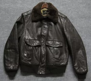 CHAQUETA DE CUERO POLAR DORADA ORIGINAL VINTAGE AÑOS 60 EE. UU. HOMBRE GRANDE 44 ALTO - Imagen 1 de 8